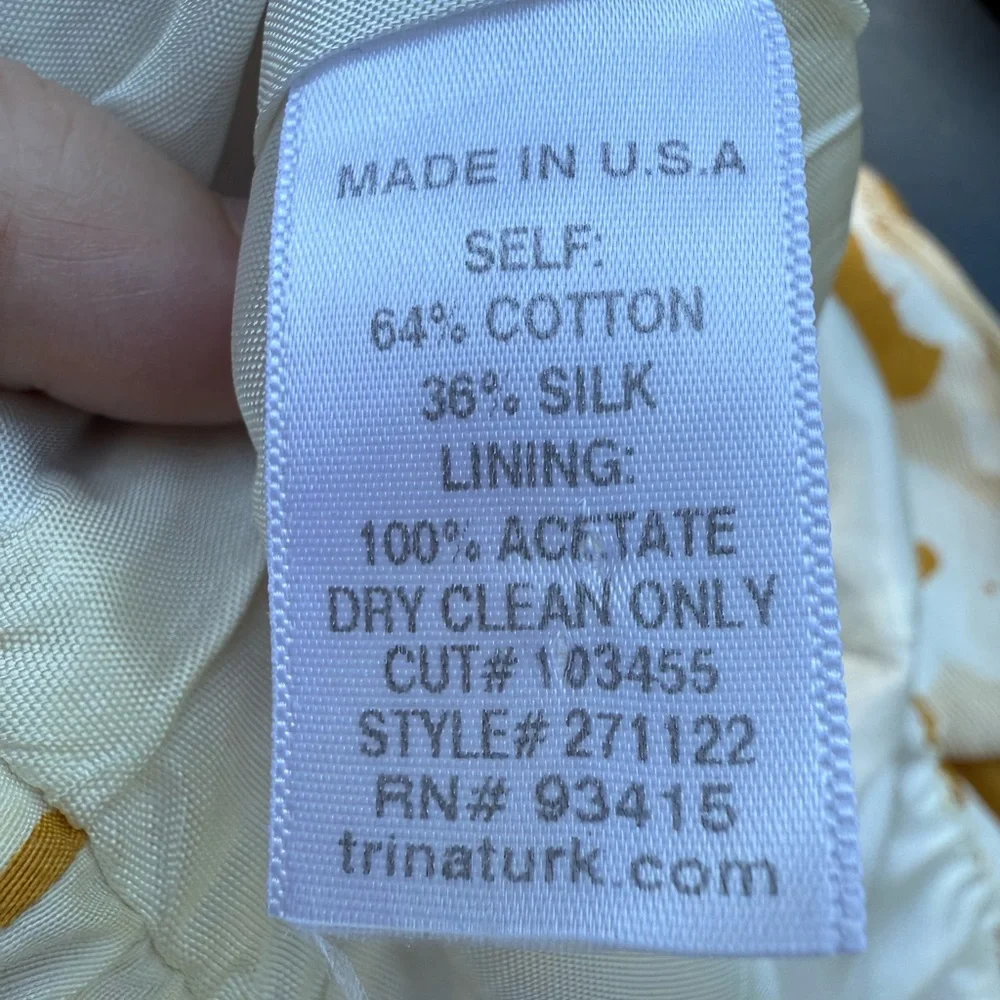 Trina Turk silk blends‎ bubble hem skirt White Yellow gold floral blend mini 2
